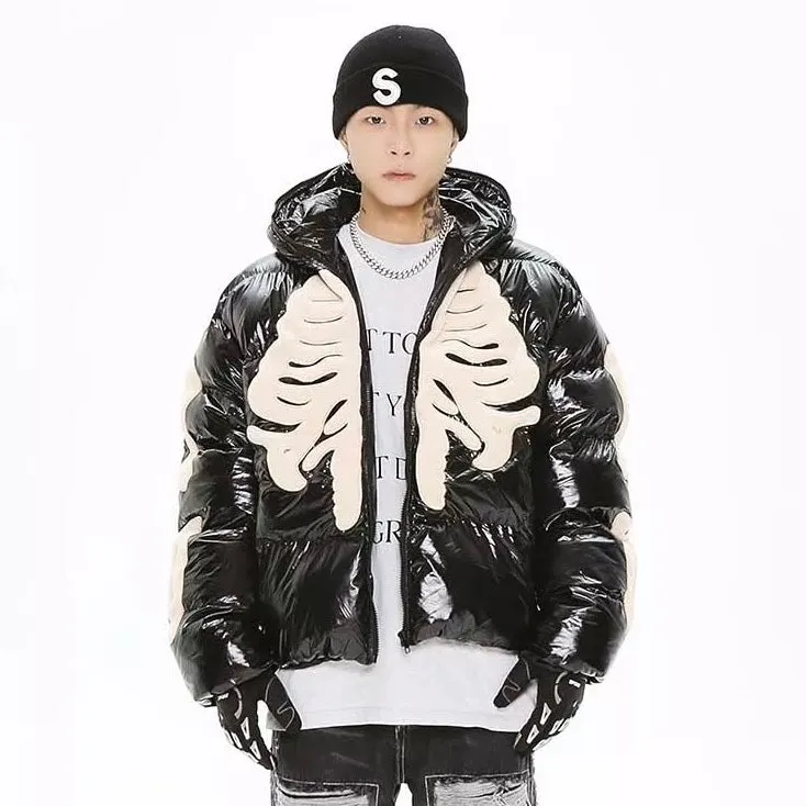 Skeleton Shiny Puffer Jacket