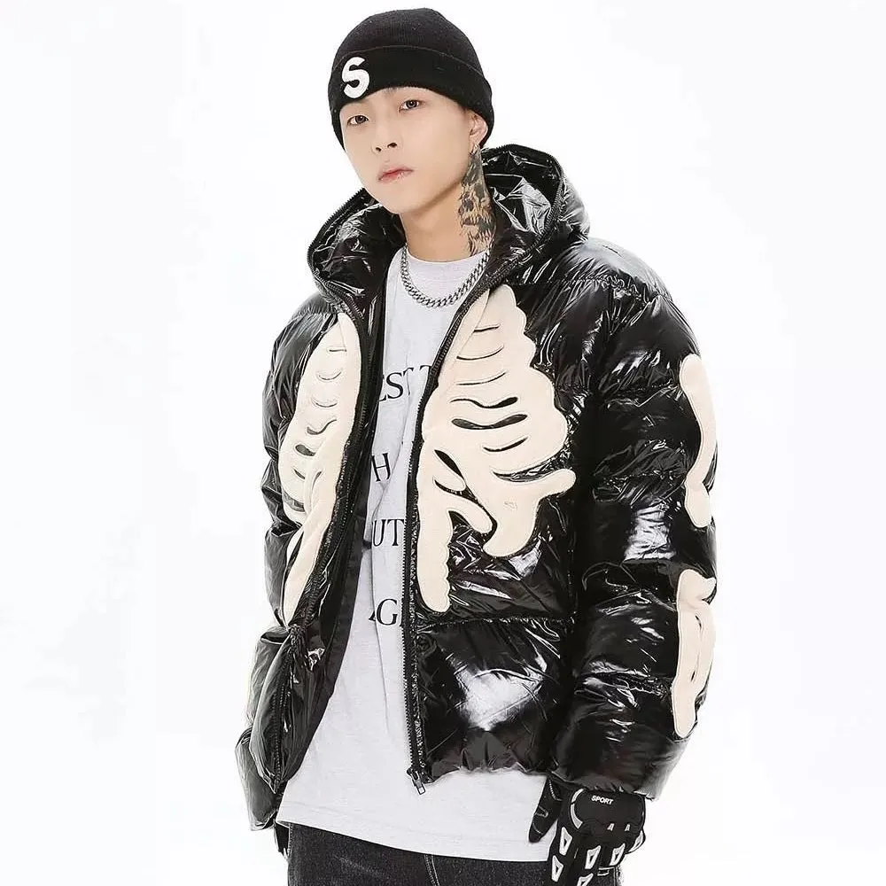 Skeleton Shiny Puffer Jacket