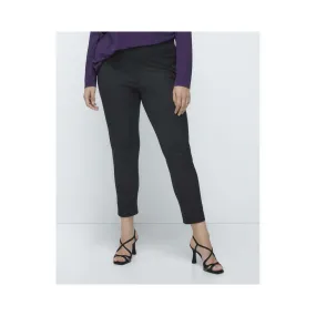 Slim Fit Plain-Coloured Trousers With Elastic Waistband - Black