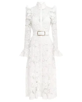 Snow Lace Aliyah Butterfly Sleeve Midi Dress