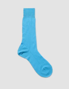 SOLID MERINO MID CALF SOCKS - TURQUOISE