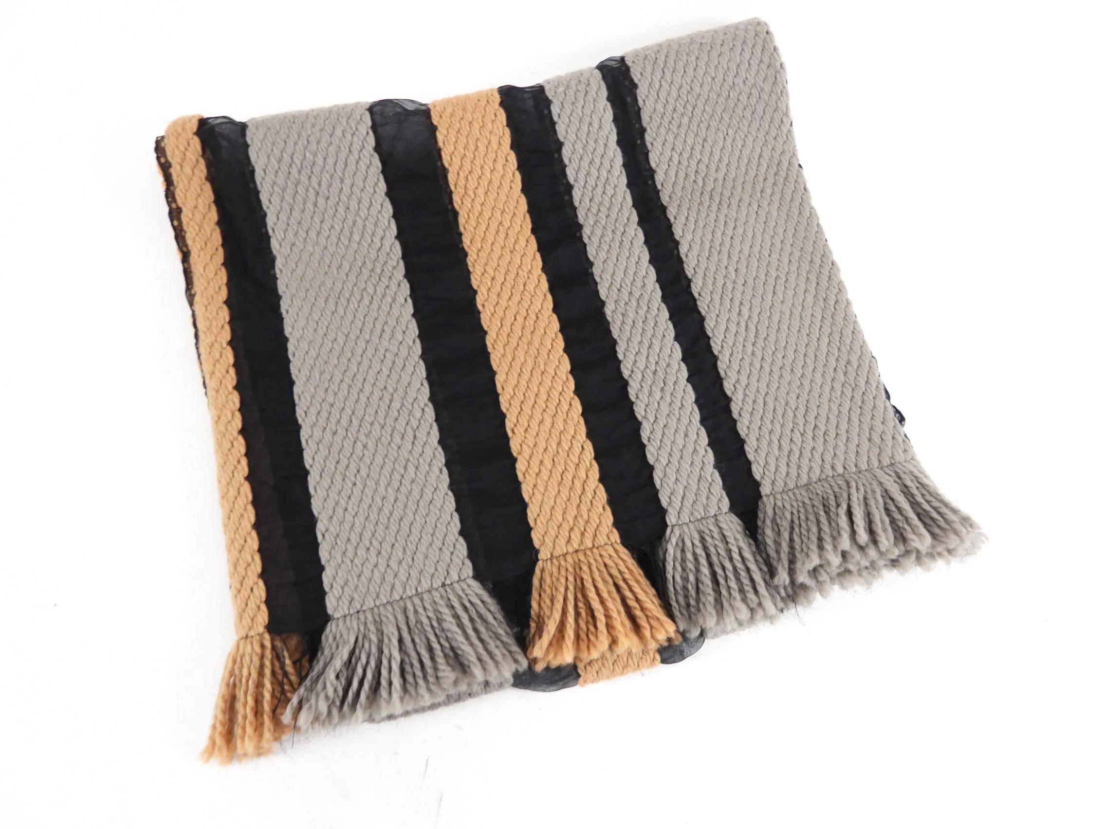 Sonia Rykiel Knit Stripe Sheer Mesh Long Scarf