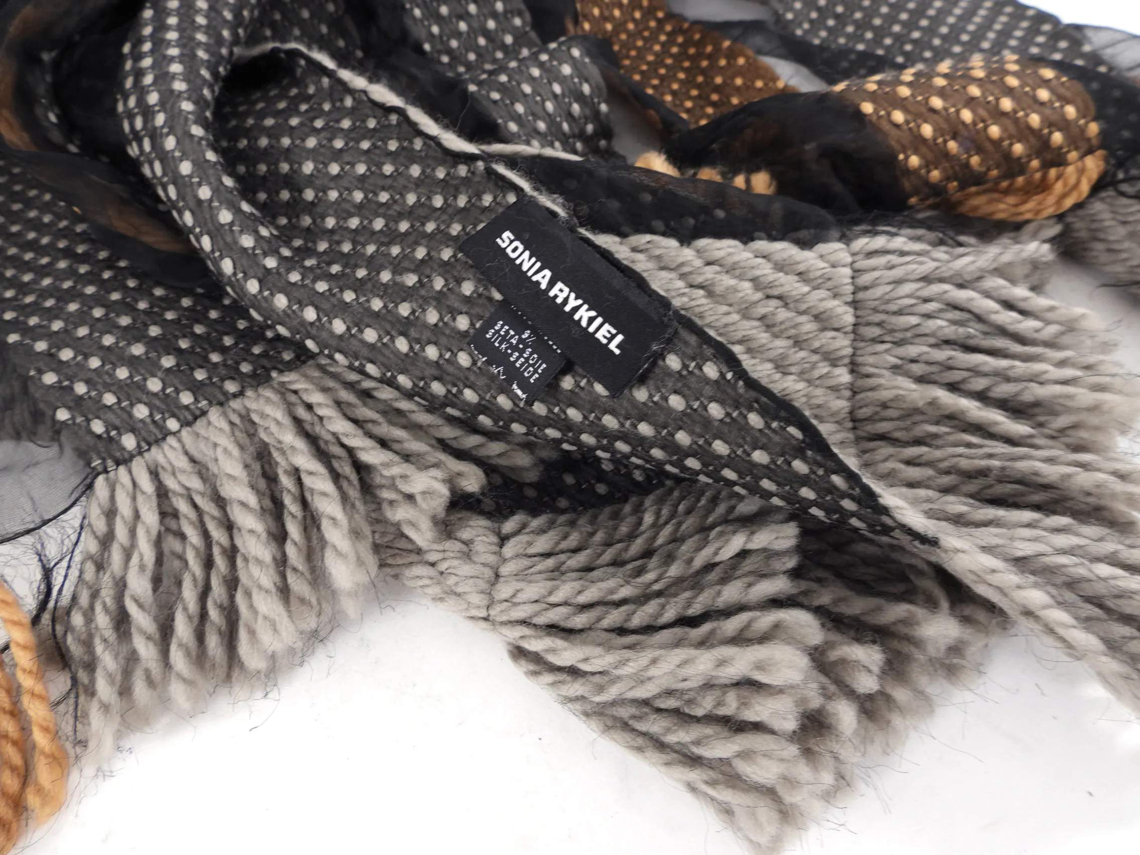 Sonia Rykiel Knit Stripe Sheer Mesh Long Scarf