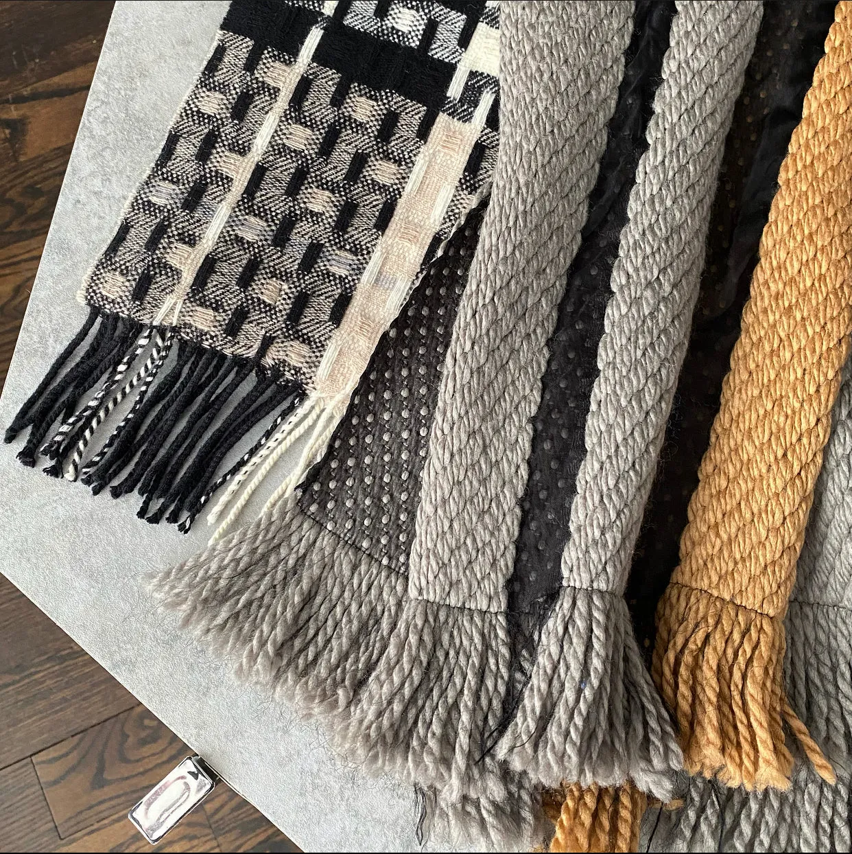 Sonia Rykiel Knit Stripe Sheer Mesh Long Scarf