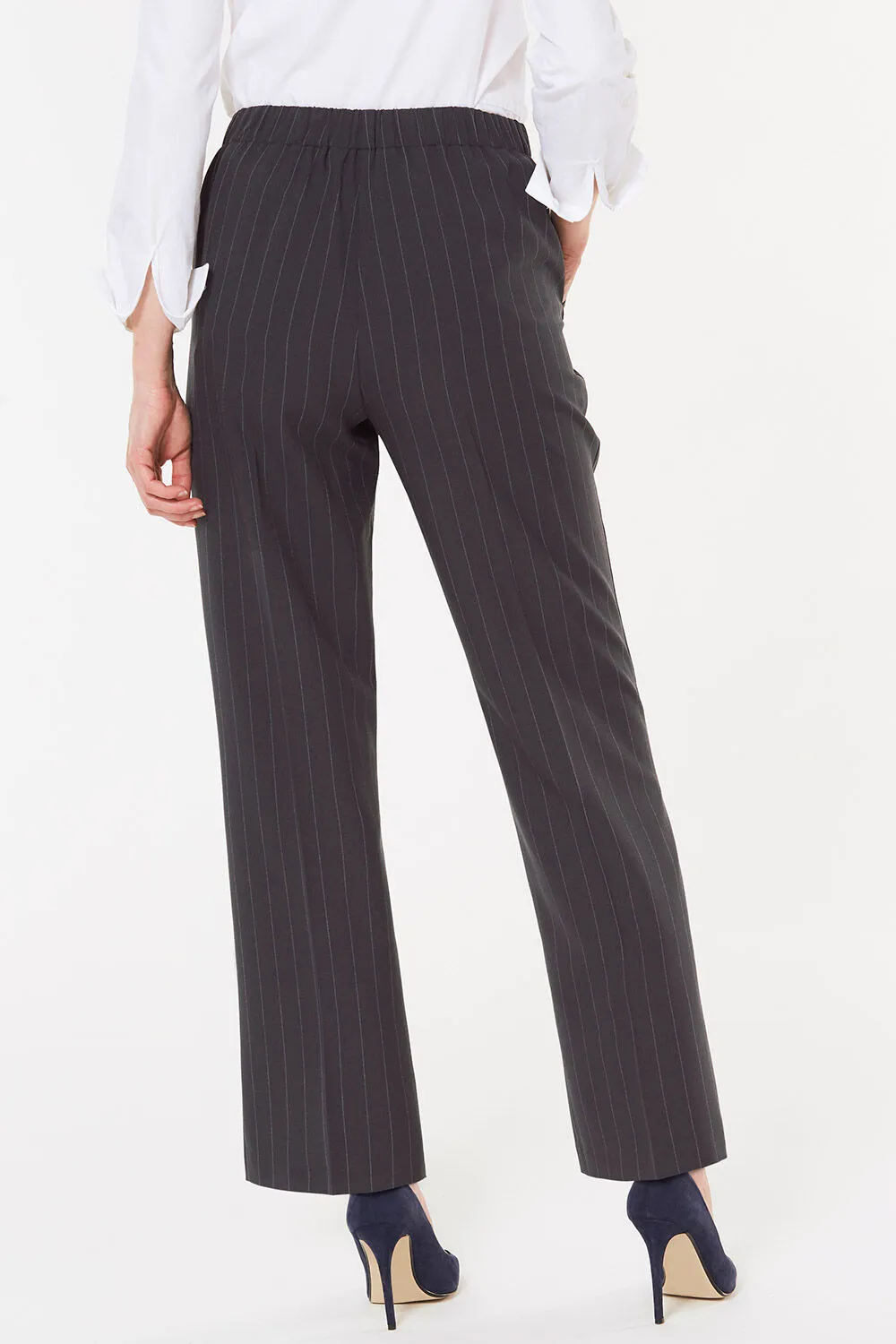 Straight Leg Stripe Pull On Elasticated Trousers