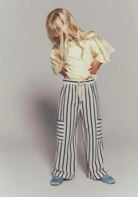 Stripe Trousers With Pockets - White