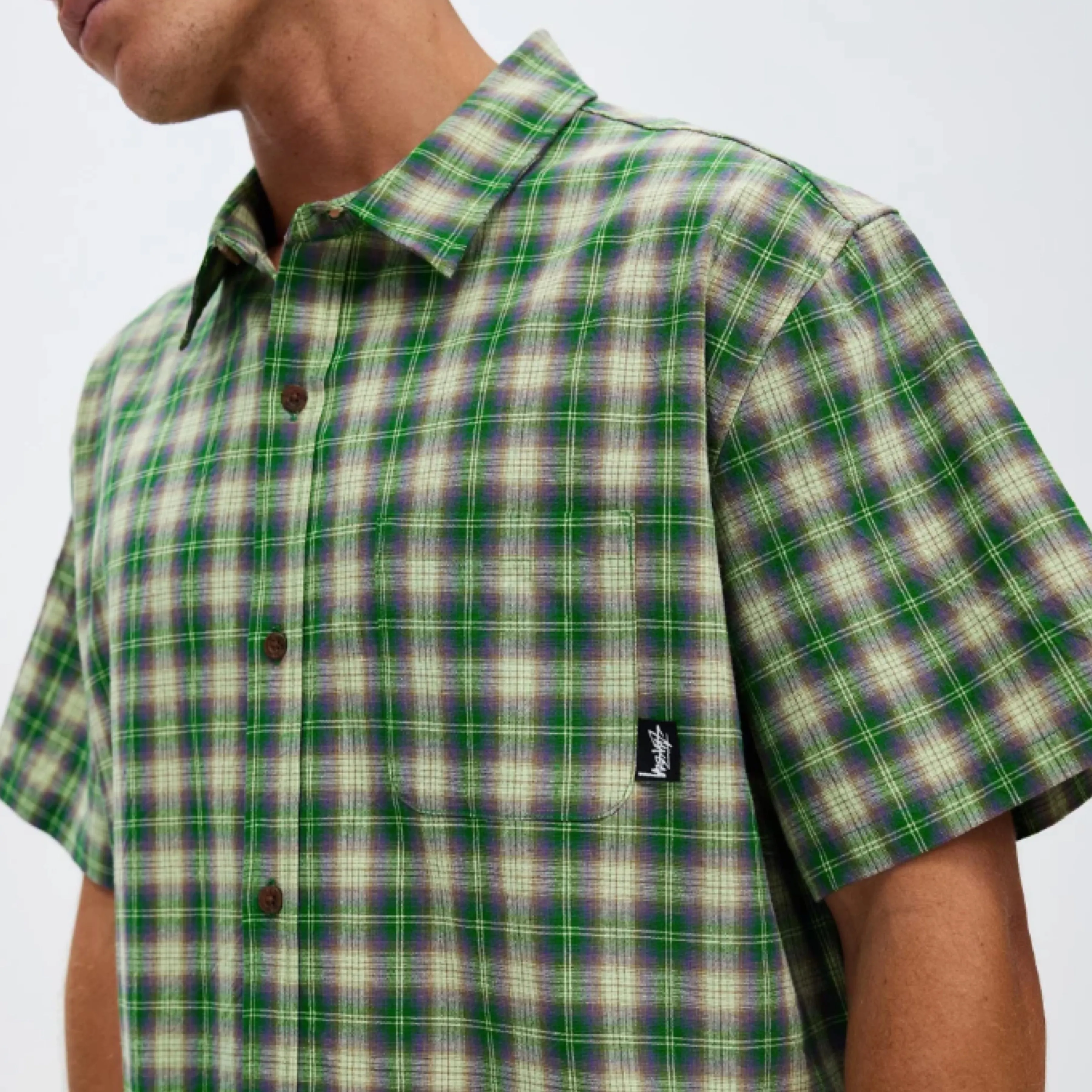 STUSSY  |Button-down Street Style Cotton Short Sleeves Logo