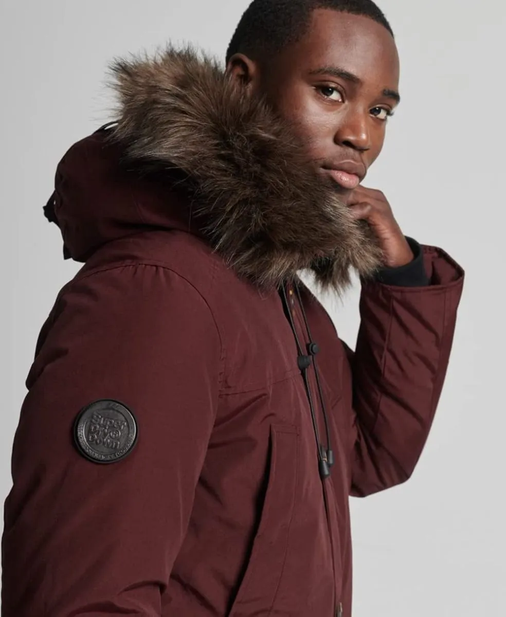 Superdry Hooded Rookie Down Jacket Albarn Clay Burgundy