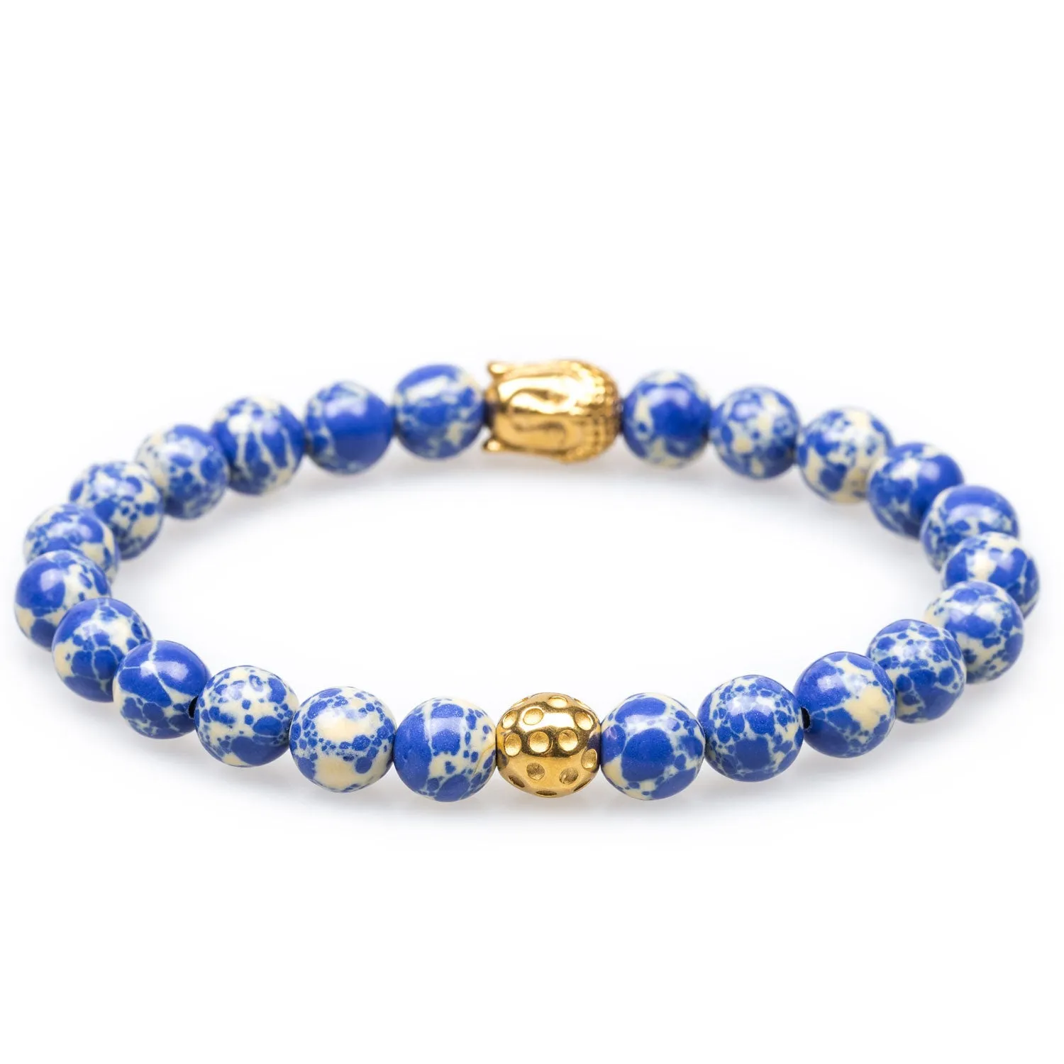 Tibetan Sodalite Gold Buddha Bracelet