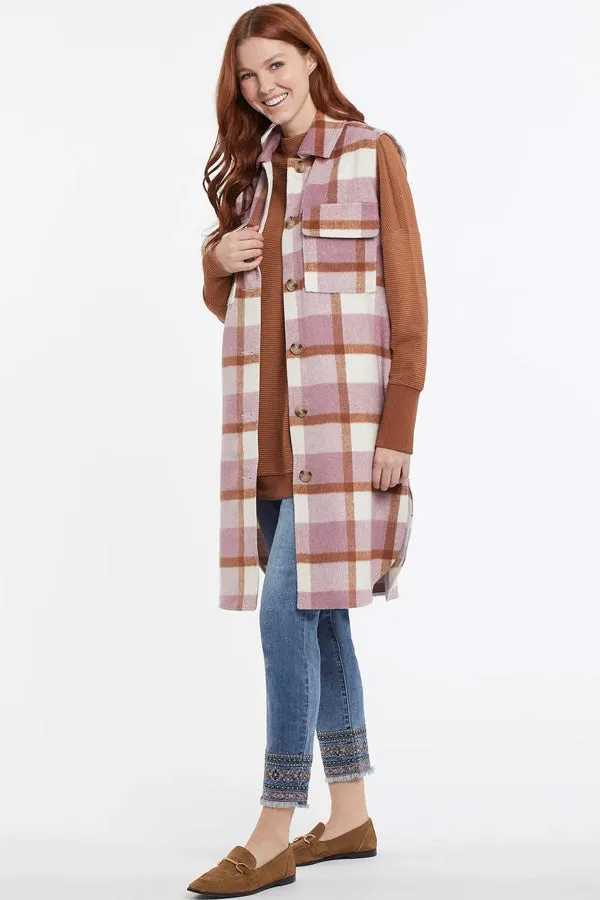 Tribal Long Plaid Vest