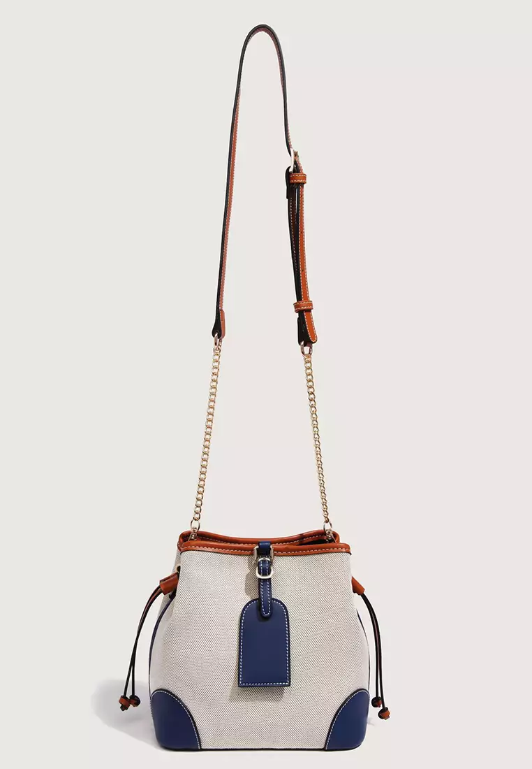 Twenty Eight Shoes Chic Canvas Patch Faux Leather Color Contrast Bucket Bag JW FB-6785