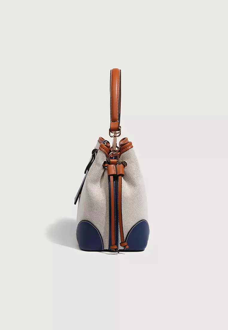 Twenty Eight Shoes Chic Canvas Patch Faux Leather Color Contrast Bucket Bag JW FB-6785