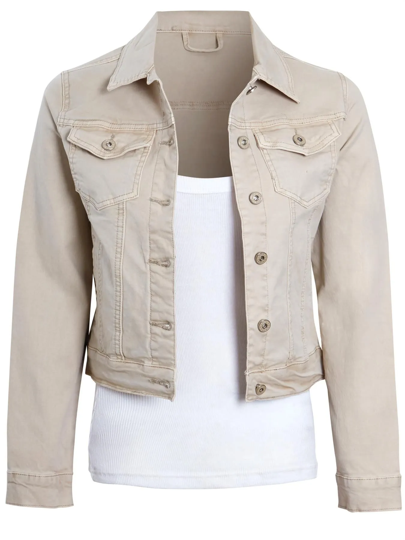 Twill Denim Jacket, Khaki, Pink, White, Stone, UK Sizes 6 to 14