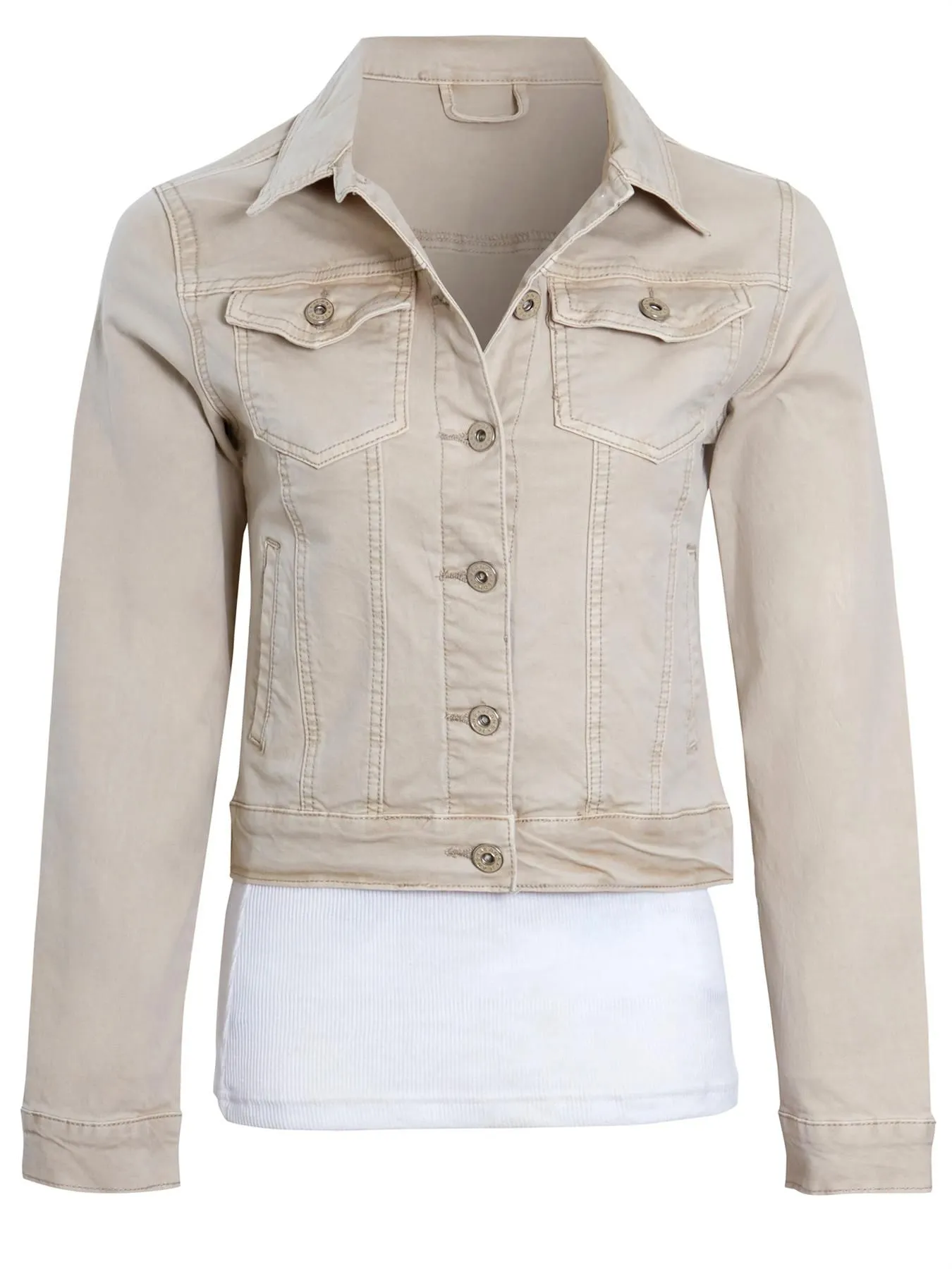 Twill Denim Jacket, Khaki, Pink, White, Stone, UK Sizes 6 to 14