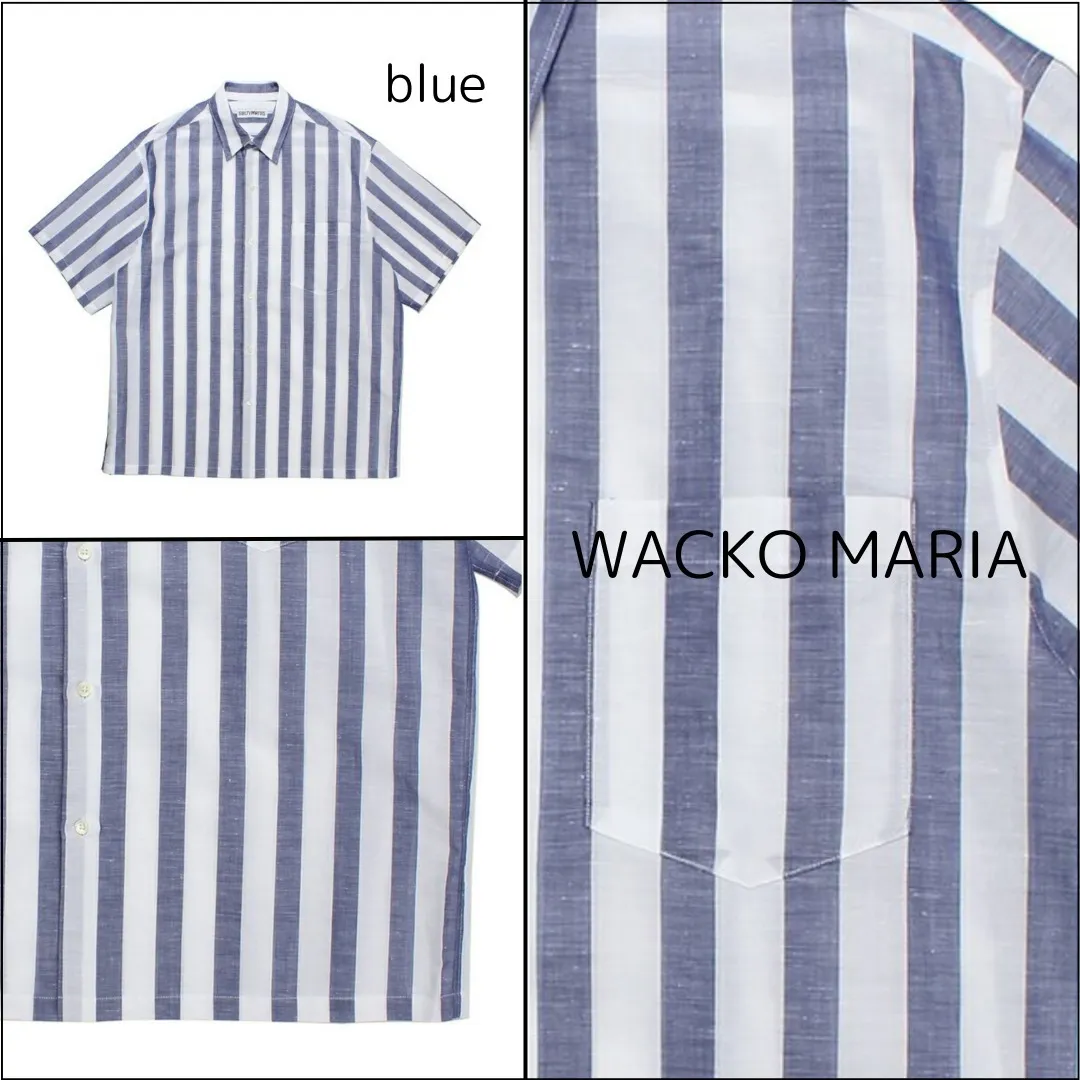 WACKO MARIA  |Button-down Stripes Unisex Street Style Short Sleeves Shirts