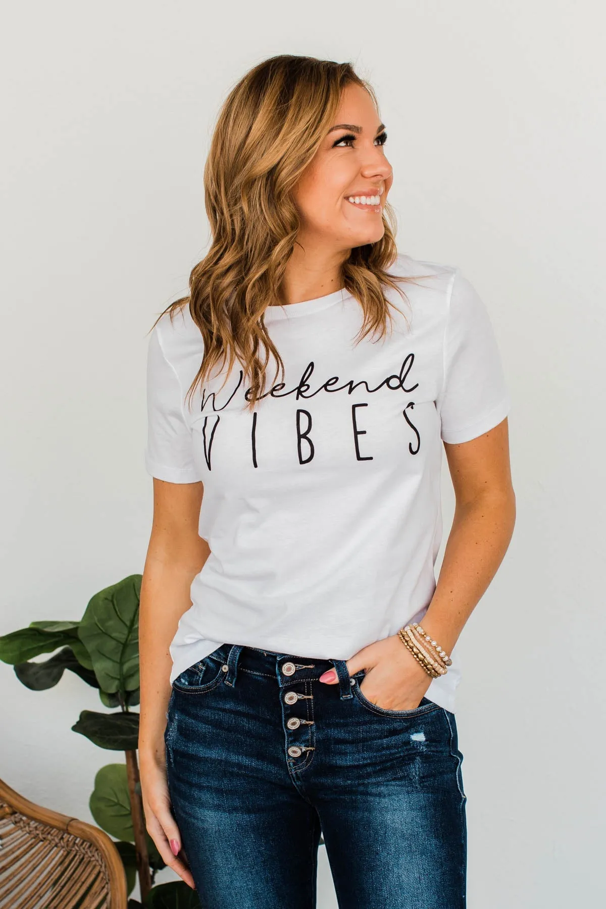 Weekend Vibes Graphic Tee- Ivory