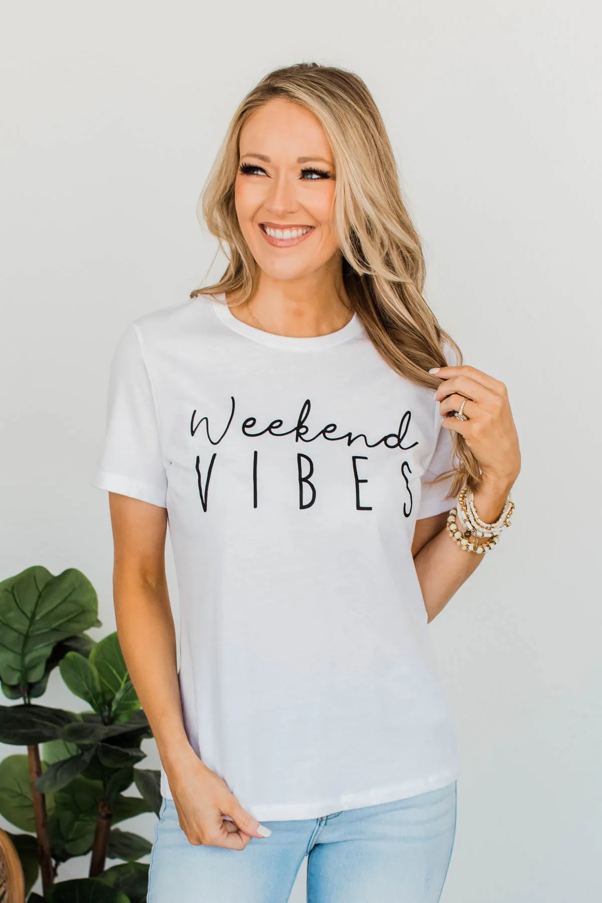 Weekend Vibes Graphic Tee- Ivory