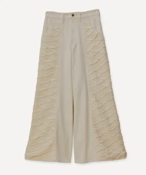 White Crochet Wide-Leg Trousers