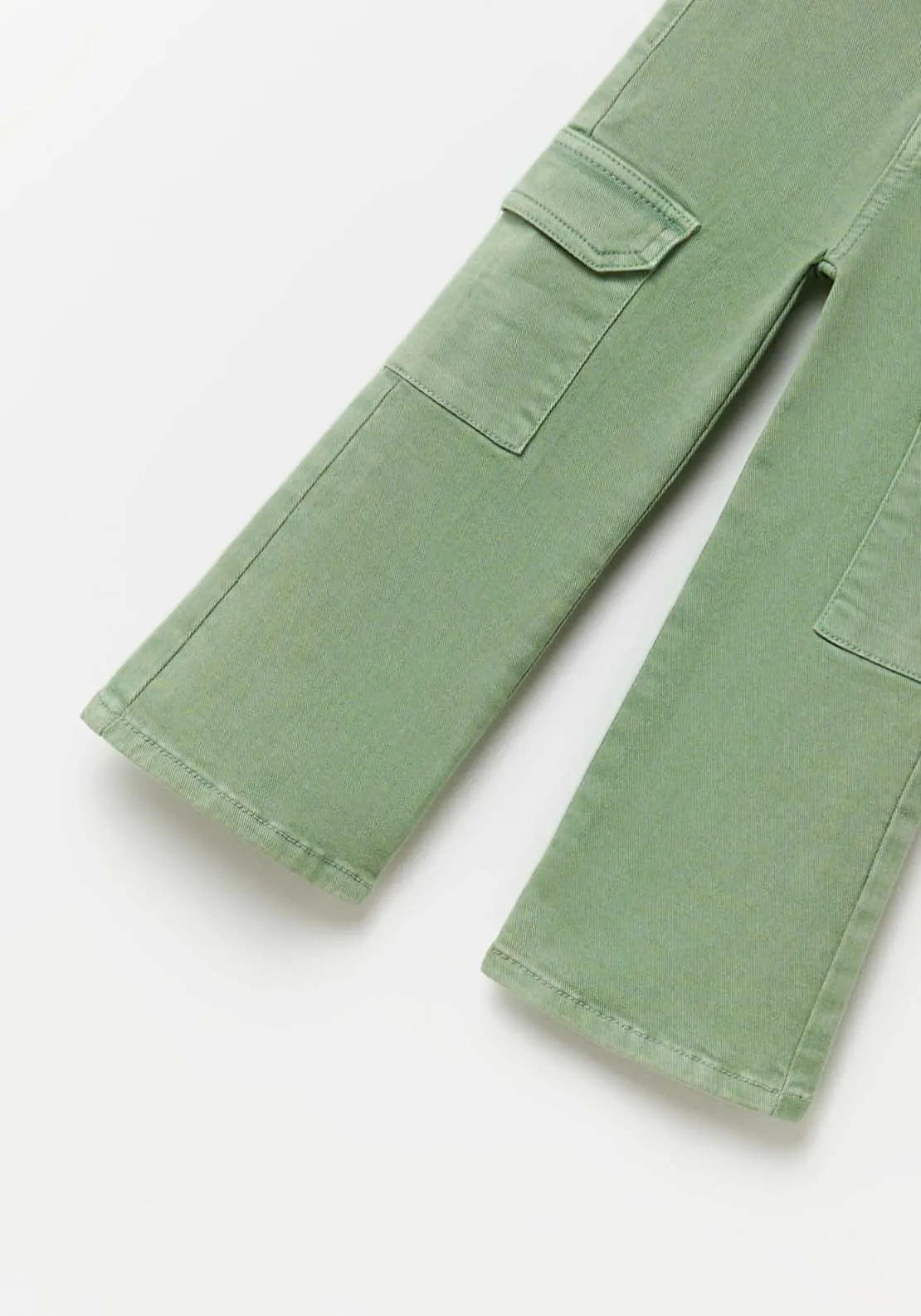 Wide Leg Cargo Trousers - Green