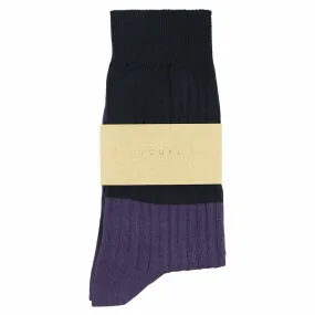 Women Block Socks - Carbon / Purple