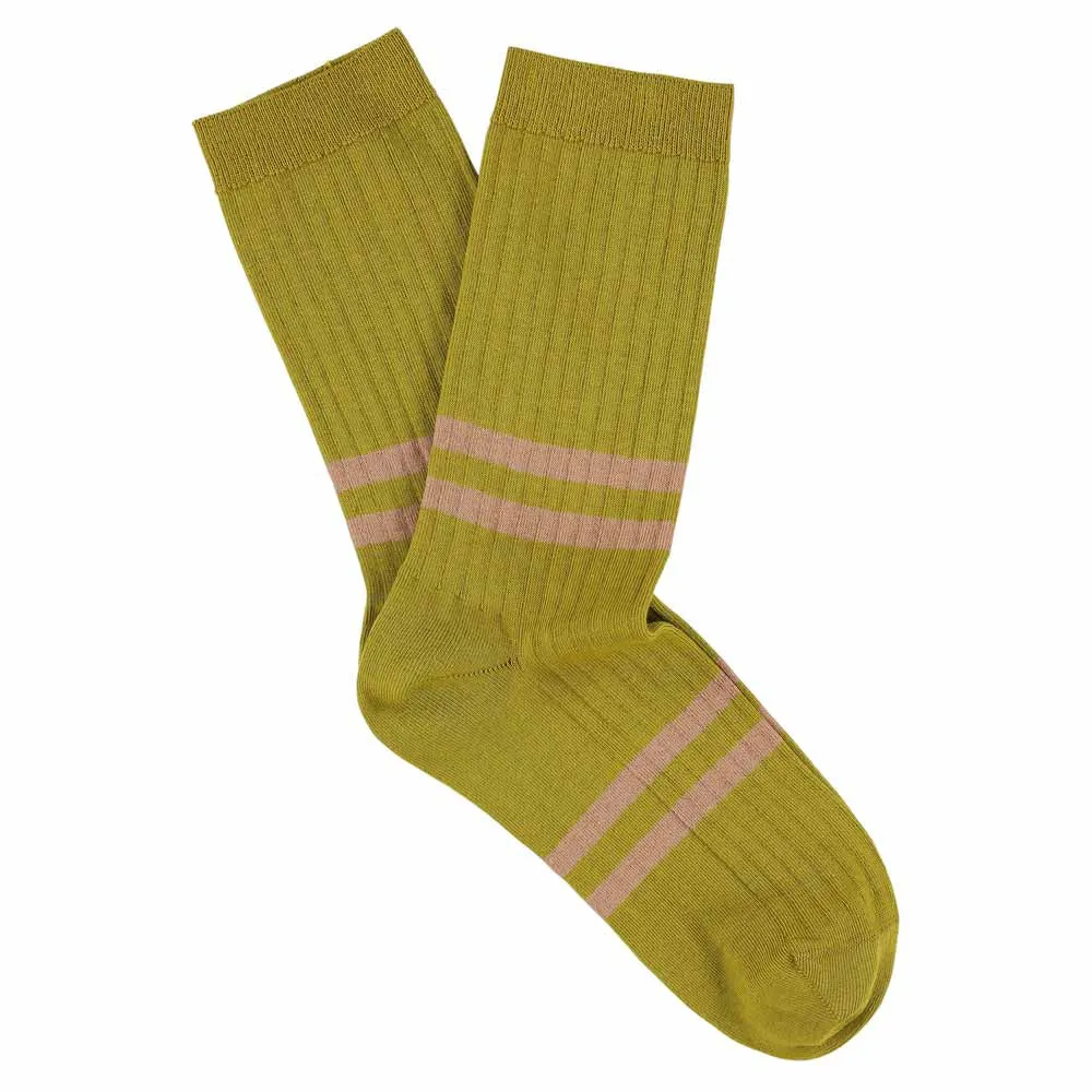 Women Stripes Mustard / Pink