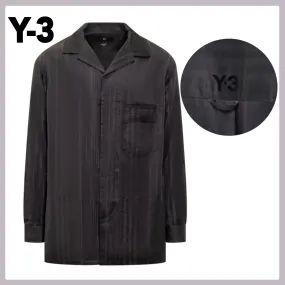 Y-3  |Button-down Stripes Unisex Long Sleeves Oversized Logo