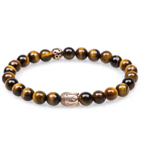 Yellow Tiger's Eye Rose Gold Buddha Bracelet